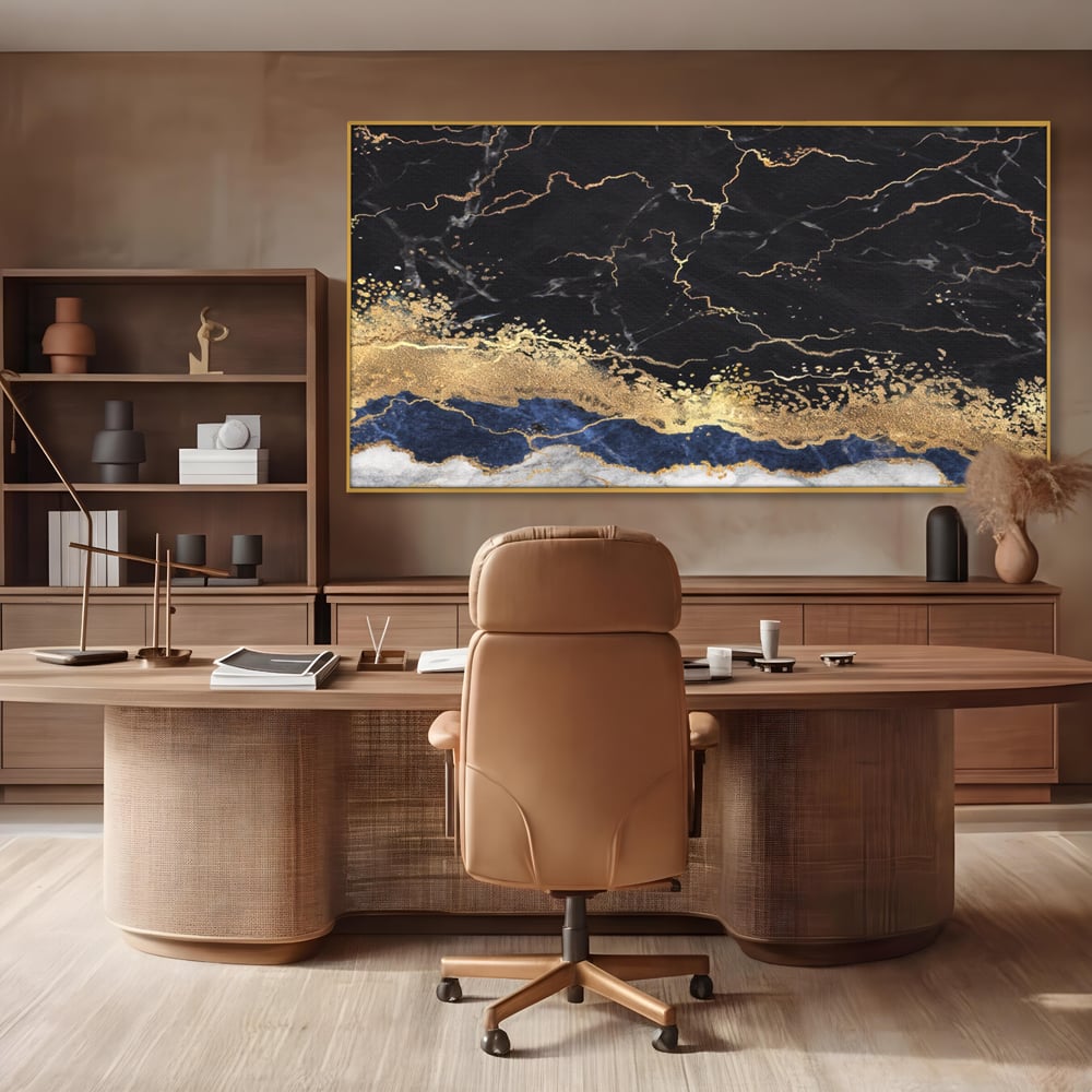 Tablou Canvas Premium LuxCanva® A1327, Black Marble , Living, Marmura, Abstract, Auriu, Dormitor, Culori Vibrante