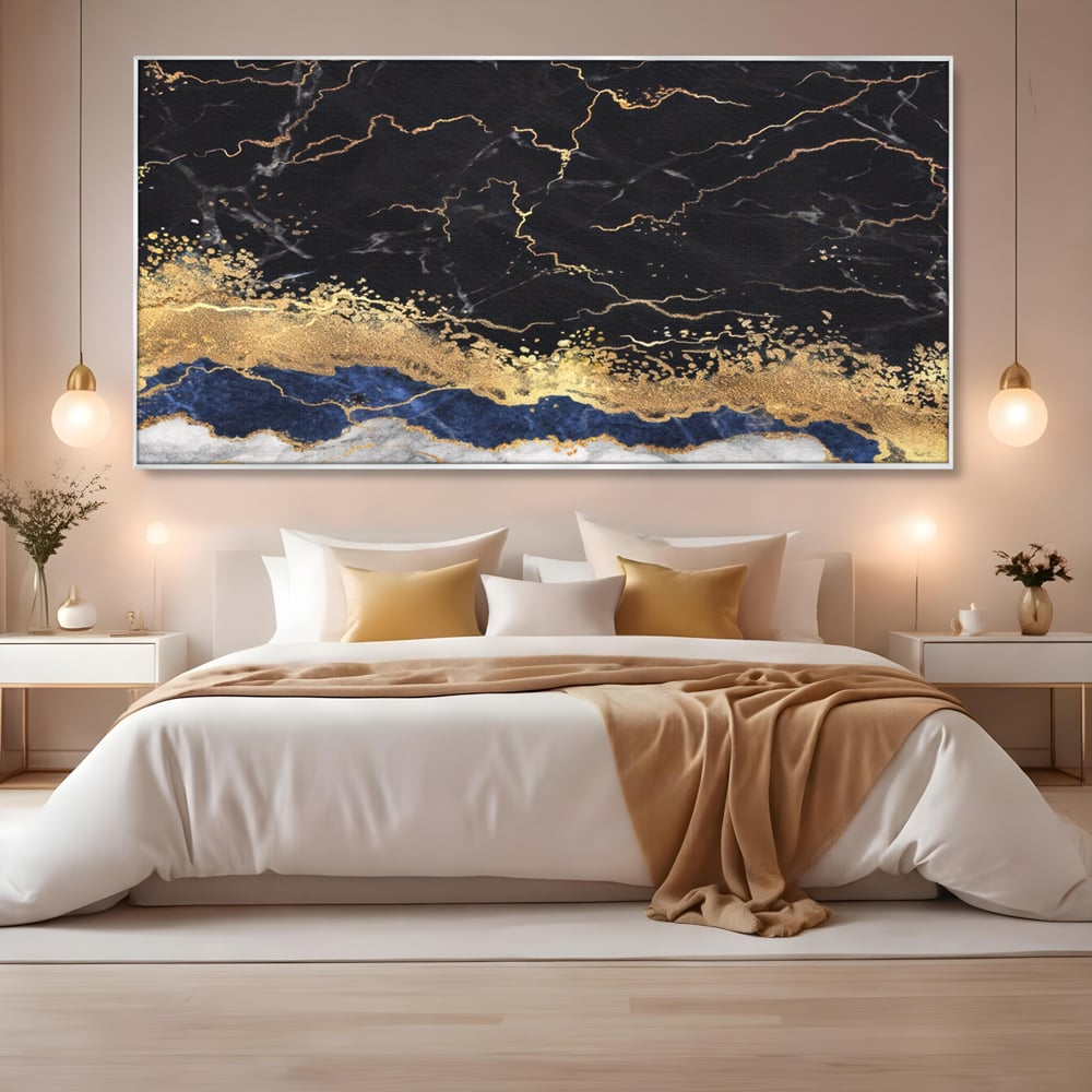 Tablou Canvas Premium LuxCanva® A1327, Black Marble , Living, Marmura, Abstract, Auriu, Dormitor, Culori Vibrante