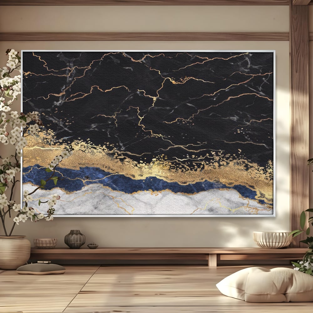 Tablou Canvas Premium LuxCanva® A1327, Black Marble , Living, Marmura, Abstract, Auriu, Dormitor, Culori Vibrante