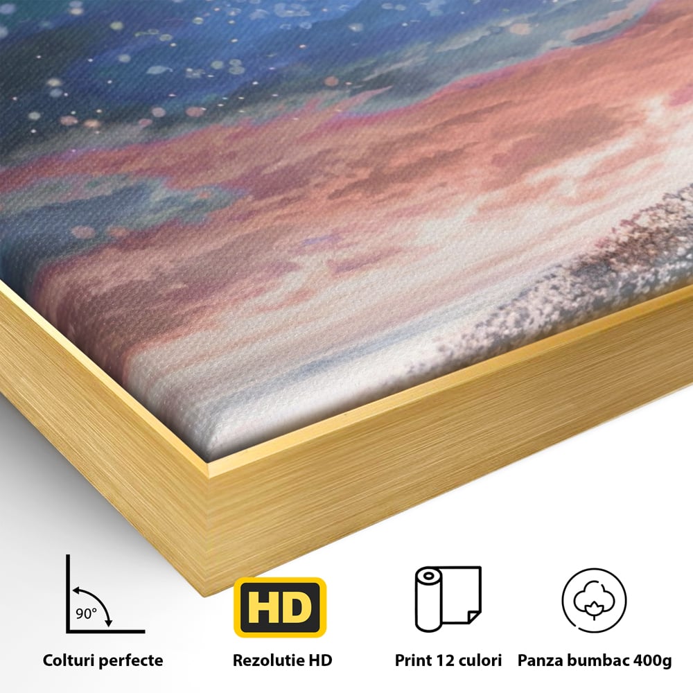 Tablou Canvas Premium LuxCanva® A1328, Romantic Couple , Living, Iubire, Cuplu, Luna, Stele, Dormitor, Culori Vibrante