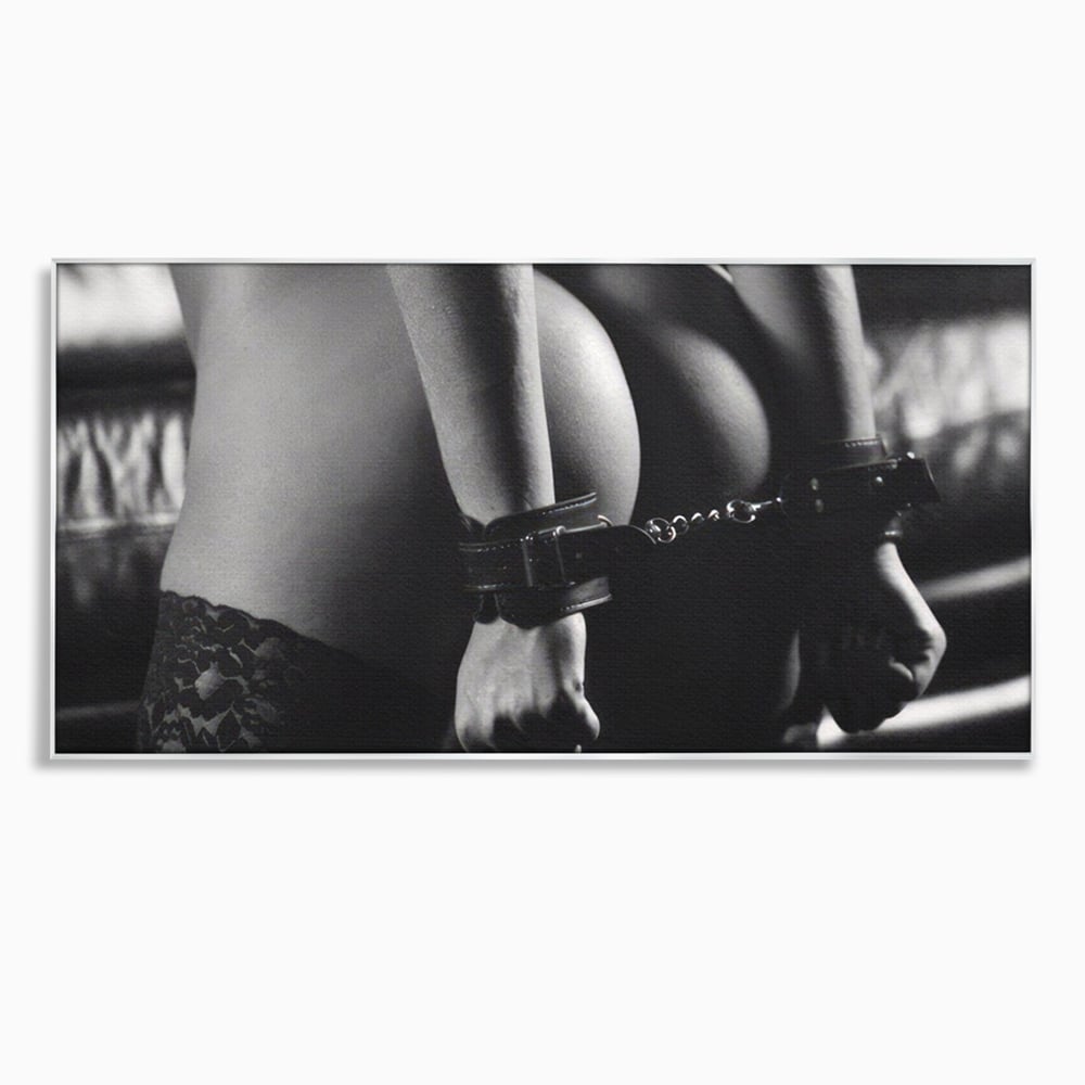 Leinwand Premium Canvas Wandkunst LuxCanva® A1329, Erotische Kunst , Lebendig, Sexy, Nackt, Handschellen, Sexy Körper, Studio, Kräftige Farben