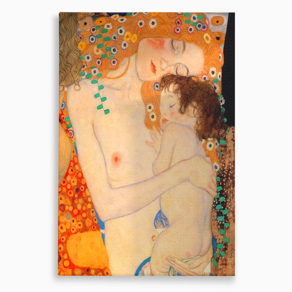 Tablou Canvas Premium LuxCanva® A1330, The Three Ages Of The Woman , Galerie De Arta, Gustav Klimt, Pictura, Mama Si Copilul, Studio, Culori Vibrante