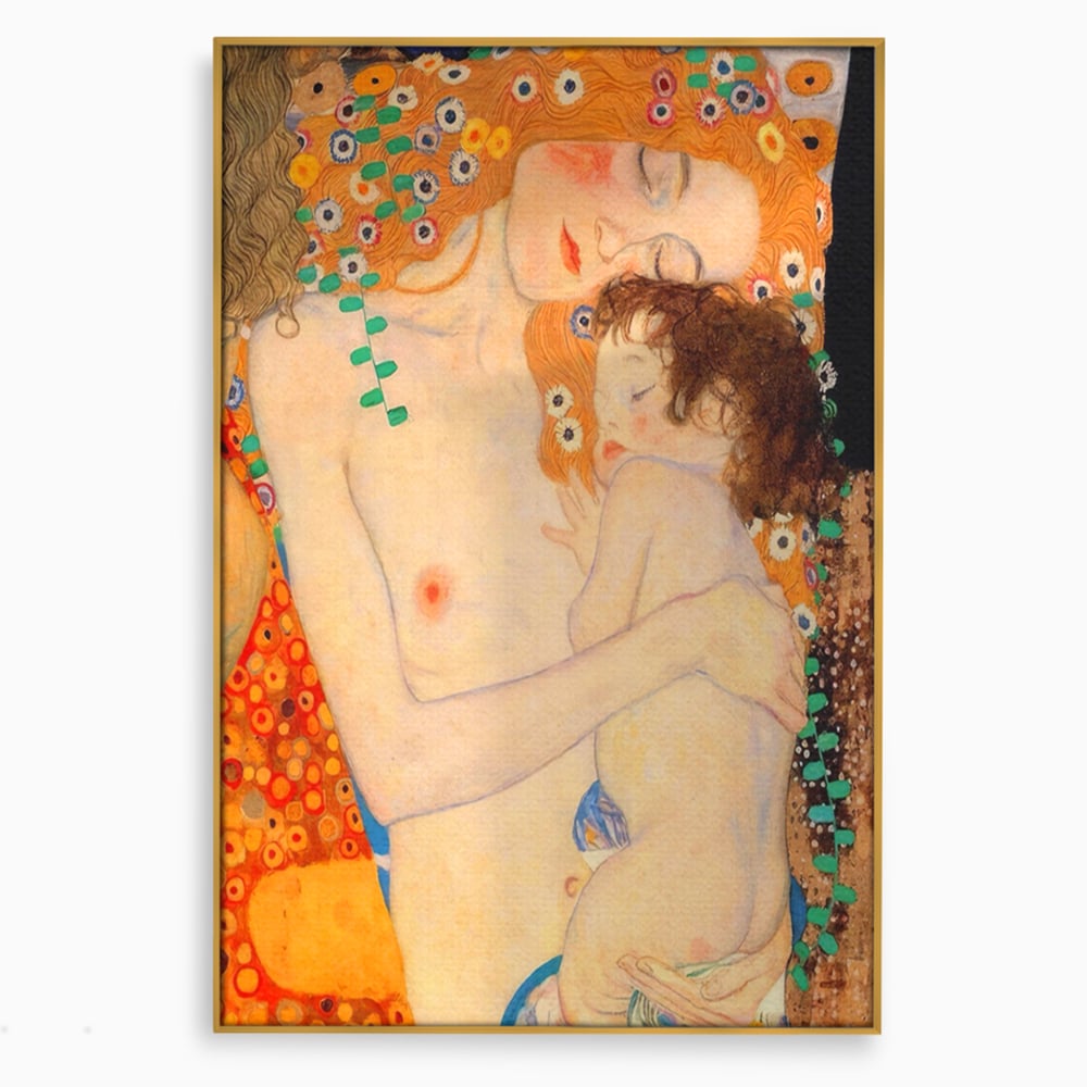 Tablou Canvas Premium LuxCanva® A1330, The Three Ages Of The Woman , Galerie De Arta, Gustav Klimt, Pictura, Mama Si Copilul, Studio, Culori Vibrante