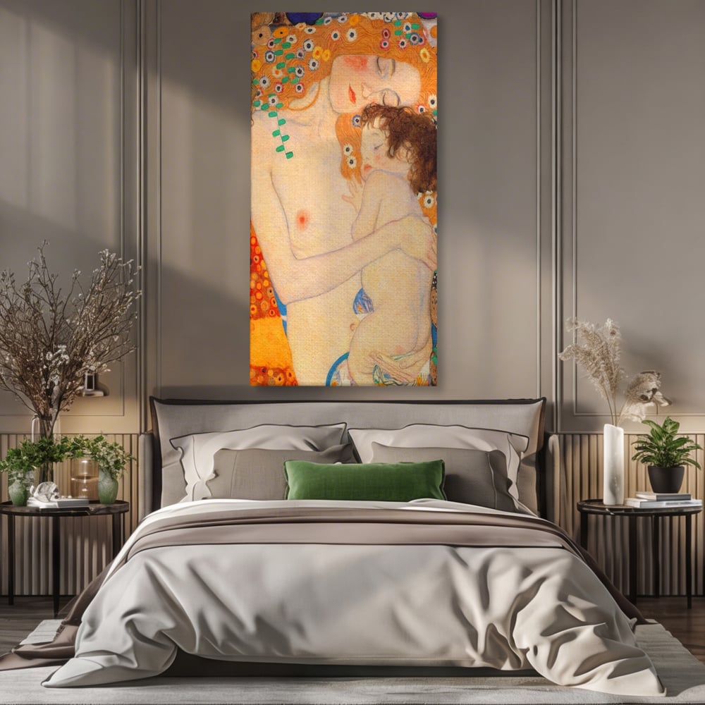 Tablou Canvas Premium LuxCanva® A1330, The Three Ages Of The Woman , Galerie De Arta, Gustav Klimt, Pictura, Mama Si Copilul, Studio, Culori Vibrante