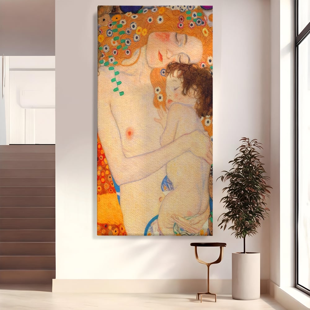 Tablou Canvas Premium LuxCanva® A1330, The Three Ages Of The Woman , Galerie De Arta, Gustav Klimt, Pictura, Mama Si Copilul, Studio, Culori Vibrante