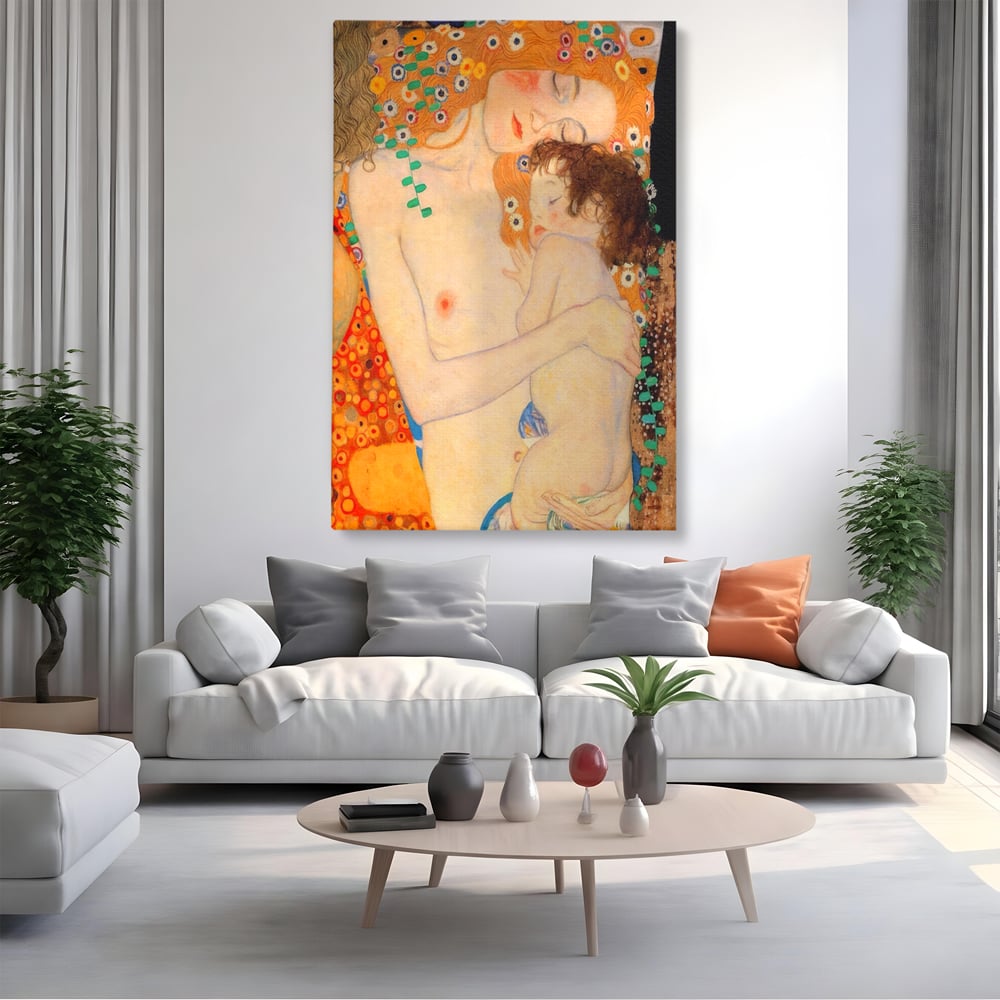 Tablou Canvas Premium LuxCanva® A1330, The Three Ages Of The Woman , Galerie De Arta, Gustav Klimt, Pictura, Mama Si Copilul, Studio, Culori Vibrante