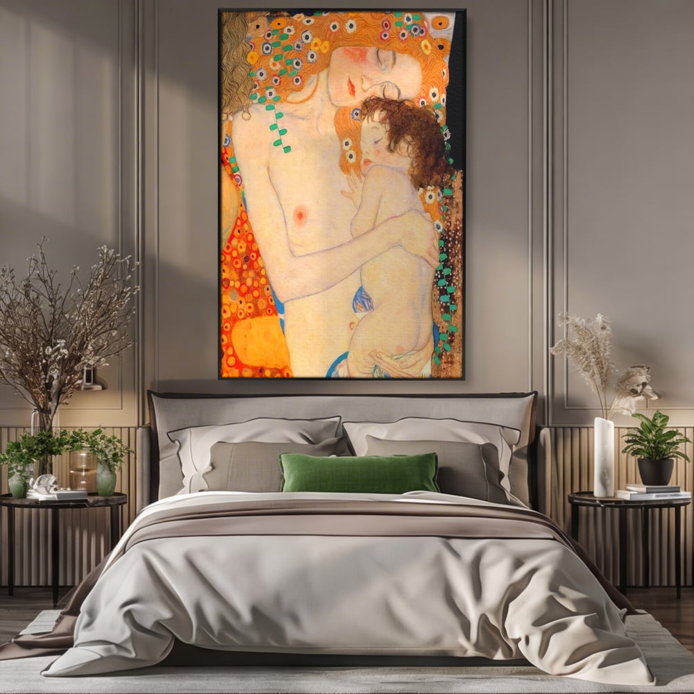Tablou Canvas Premium LuxCanva® A1330, The Three Ages Of The Woman , Galerie De Arta, Gustav Klimt, Pictura, Mama Si Copilul, Studio, Culori Vibrante