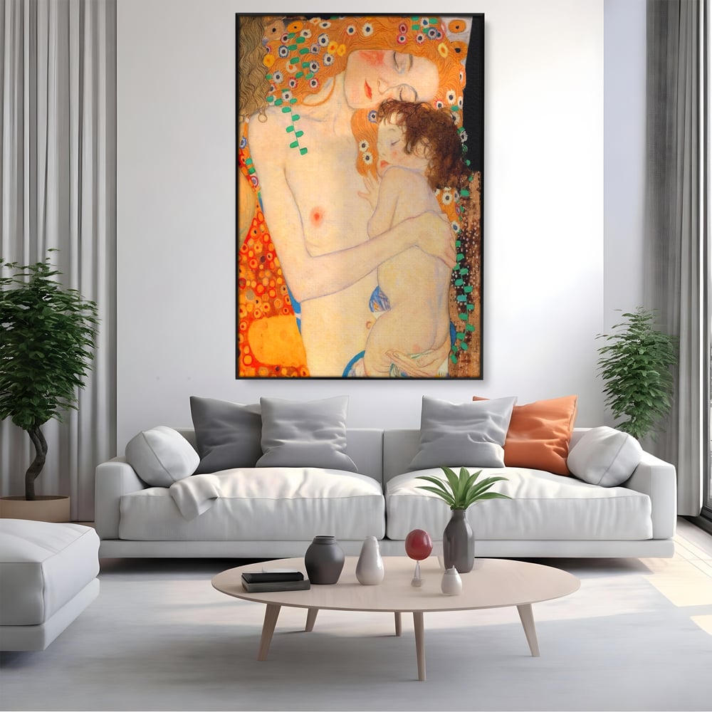 Tablou Canvas Premium LuxCanva® A1330, The Three Ages Of The Woman , Galerie De Arta, Gustav Klimt, Pictura, Mama Si Copilul, Studio, Culori Vibrante
