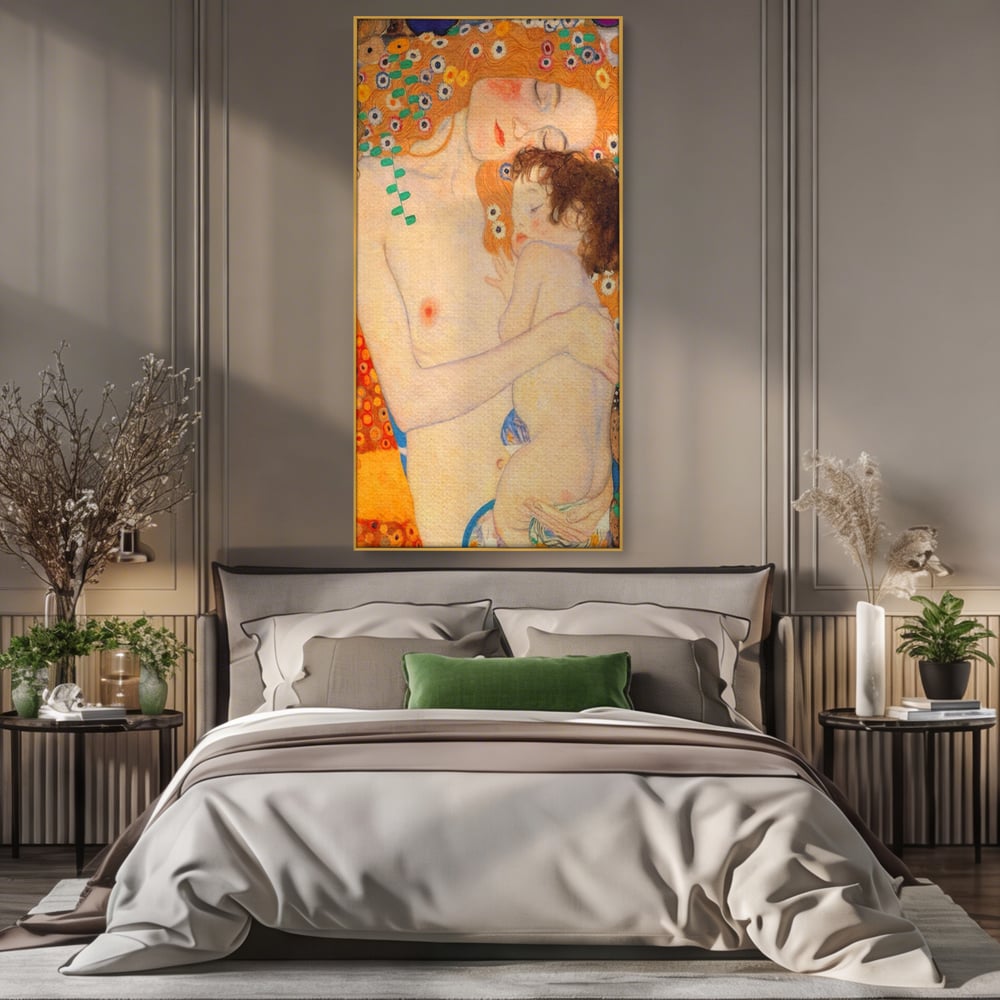 Tablou Canvas Premium LuxCanva® A1330, The Three Ages Of The Woman , Galerie De Arta, Gustav Klimt, Pictura, Mama Si Copilul, Studio, Culori Vibrante