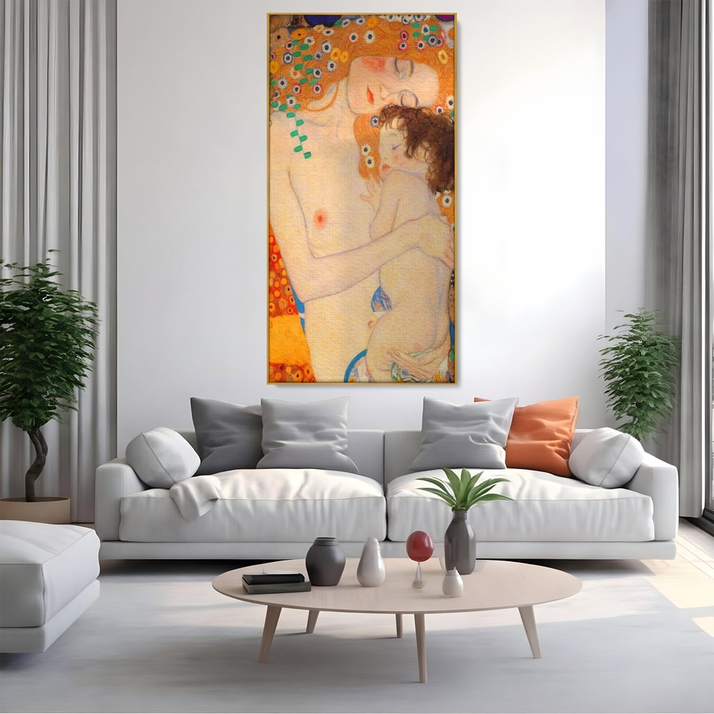 Tablou Canvas Premium LuxCanva® A1330, The Three Ages Of The Woman , Galerie De Arta, Gustav Klimt, Pictura, Mama Si Copilul, Studio, Culori Vibrante
