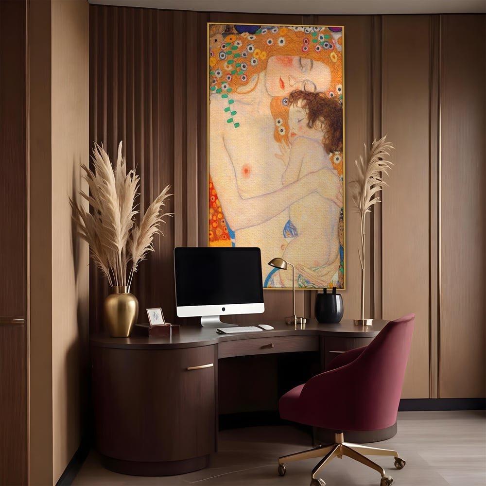 Tablou Canvas Premium LuxCanva® A1330, The Three Ages Of The Woman , Galerie De Arta, Gustav Klimt, Pictura, Mama Si Copilul, Studio, Culori Vibrante