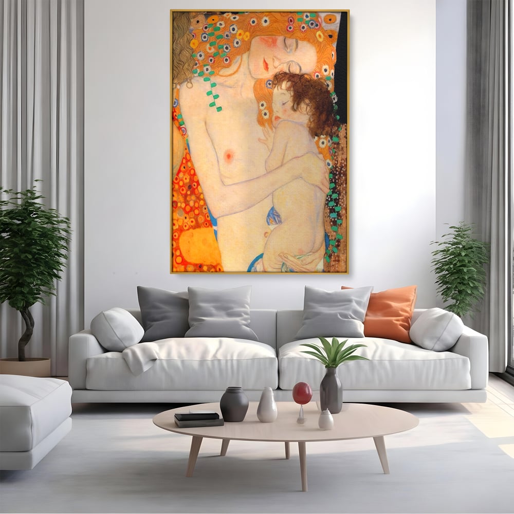 Tablou Canvas Premium LuxCanva® A1330, The Three Ages Of The Woman , Galerie De Arta, Gustav Klimt, Pictura, Mama Si Copilul, Studio, Culori Vibrante