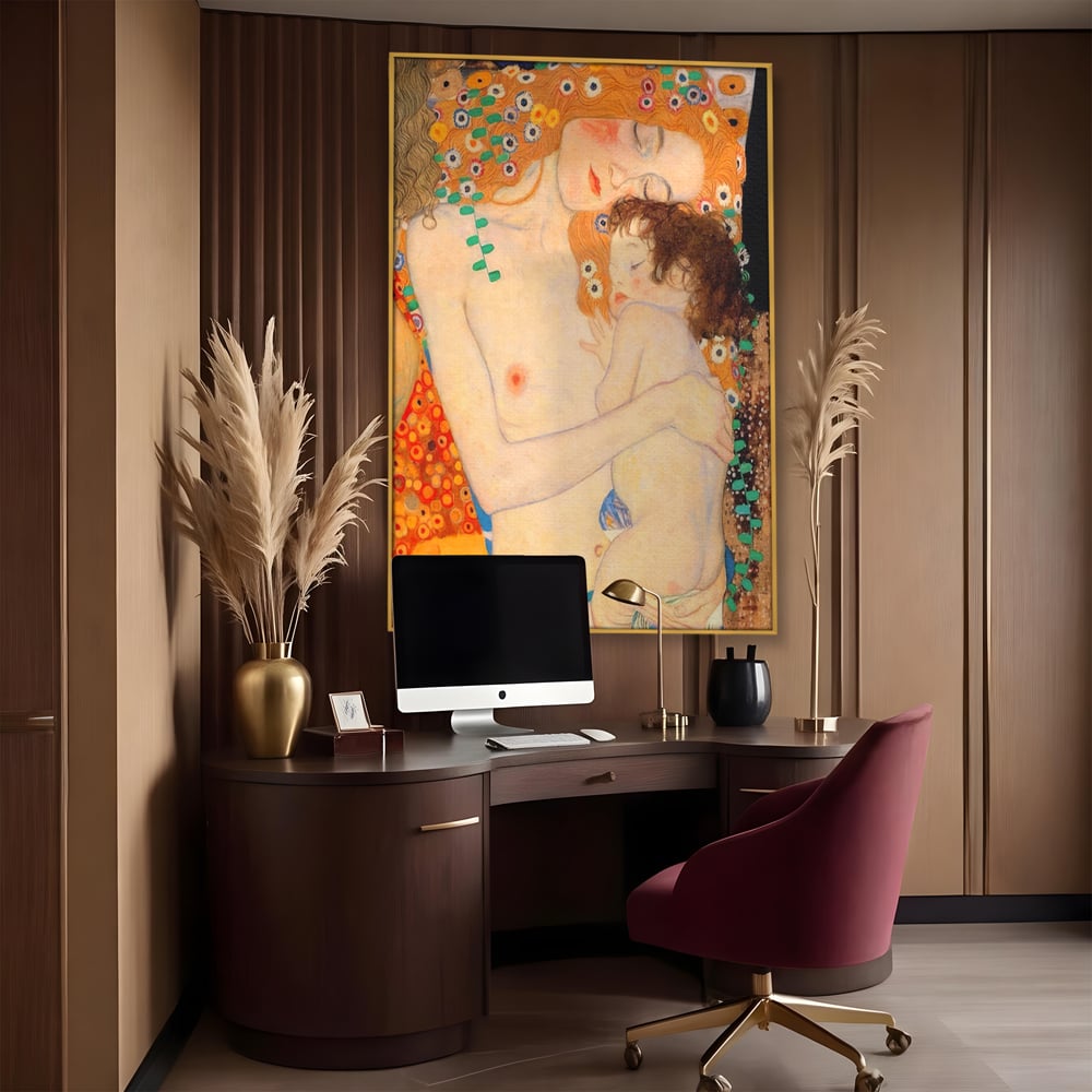 Tablou Canvas Premium LuxCanva® A1330, The Three Ages Of The Woman , Galerie De Arta, Gustav Klimt, Pictura, Mama Si Copilul, Studio, Culori Vibrante
