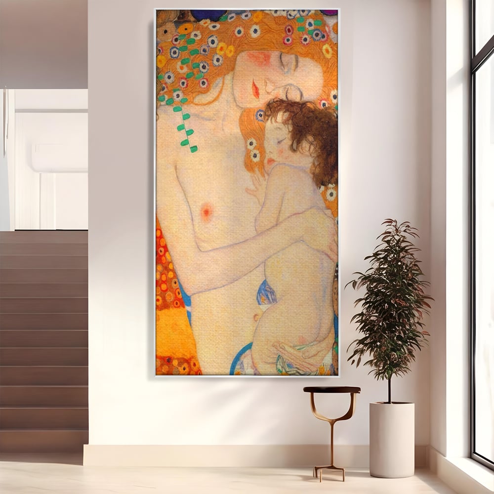 Tablou Canvas Premium LuxCanva® A1330, The Three Ages Of The Woman , Galerie De Arta, Gustav Klimt, Pictura, Mama Si Copilul, Studio, Culori Vibrante