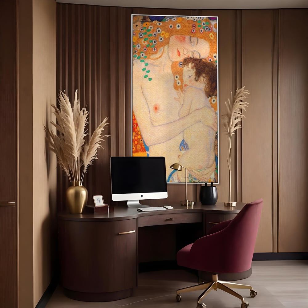 Tablou Canvas Premium LuxCanva® A1330, The Three Ages Of The Woman , Galerie De Arta, Gustav Klimt, Pictura, Mama Si Copilul, Studio, Culori Vibrante