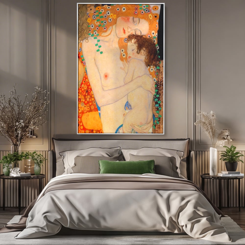 Tablou Canvas Premium LuxCanva® A1330, The Three Ages Of The Woman , Galerie De Arta, Gustav Klimt, Pictura, Mama Si Copilul, Studio, Culori Vibrante
