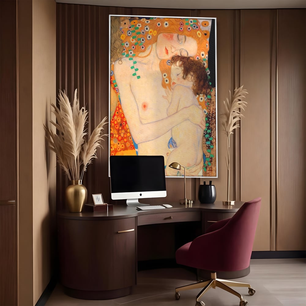 Tablou Canvas Premium LuxCanva® A1330, The Three Ages Of The Woman , Galerie De Arta, Gustav Klimt, Pictura, Mama Si Copilul, Studio, Culori Vibrante
