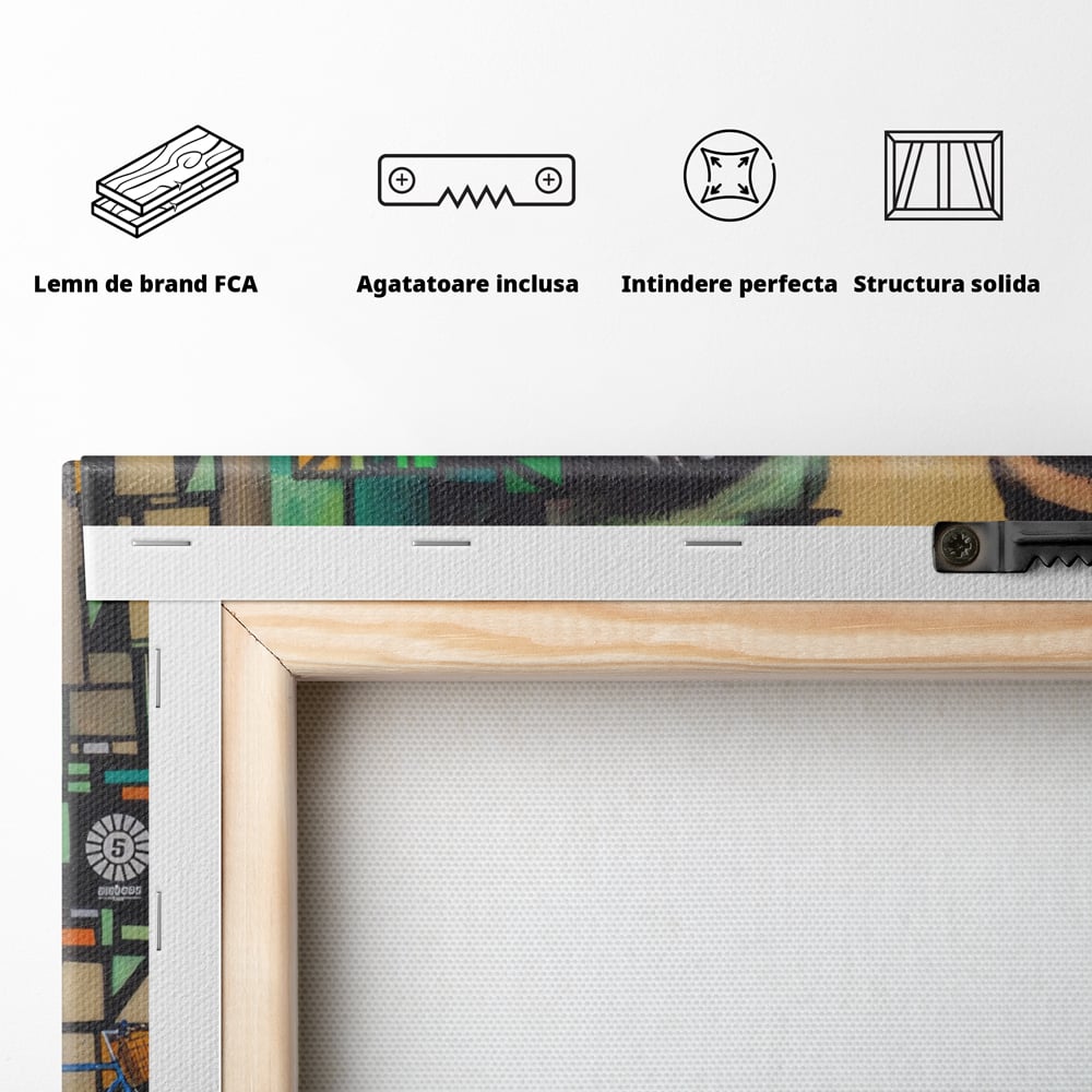 Tablou Canvas Premium LuxCanva® A1332, Graffiti Wall Art , Camera Copil, Biciclete, Arta Stradala, Femeie, Studio, Culori Vibrante