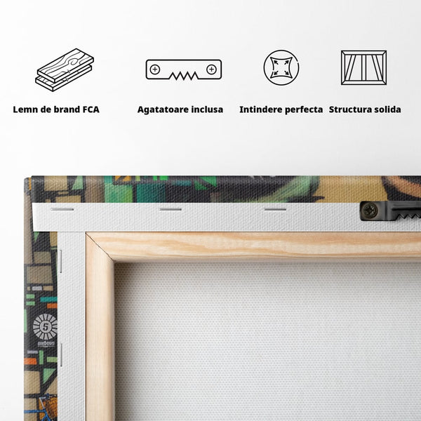 Tablou Canvas Premium LuxCanva® A1332, Graffiti Wall Art , Camera Copil, Biciclete, Arta Stradala, Femeie, Studio, Culori Vibrante