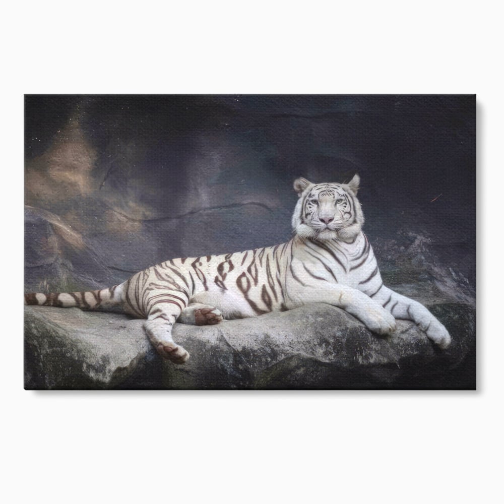 Tablou Canvas Premium LuxCanva® A1333, White Tiger , Living, Animal Salbatic, Tigru, Decorativ, Dormitor, Culori Vibrante