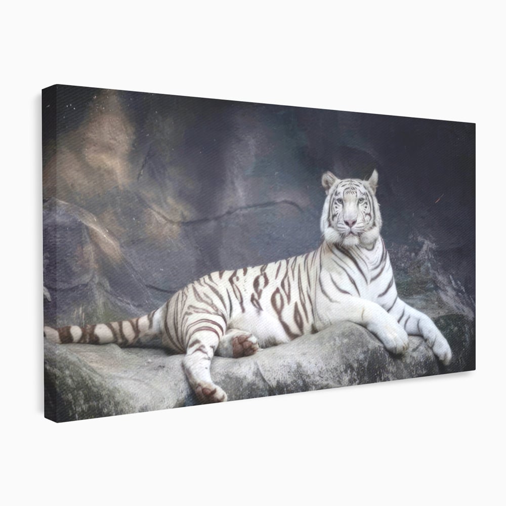 Tablou Canvas Premium LuxCanva® A1333, White Tiger , Living, Animal Salbatic, Tigru, Decorativ, Dormitor, Culori Vibrante