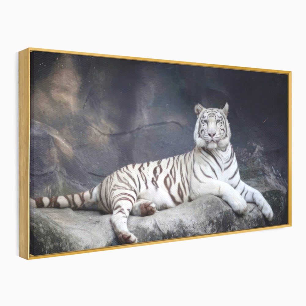 Tablou Canvas Premium LuxCanva® A1333, White Tiger , Living, Animal Salbatic, Tigru, Decorativ, Dormitor, Culori Vibrante