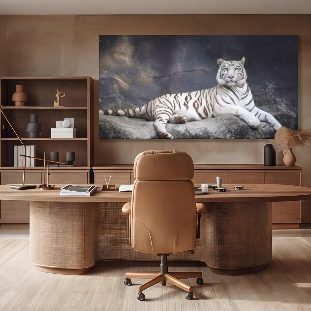 Tablou Canvas Premium LuxCanva® A1333, White Tiger , Living, Animal Salbatic, Tigru, Decorativ, Dormitor, Culori Vibrante
