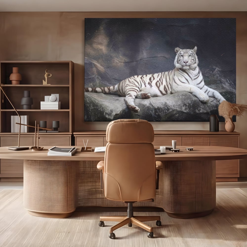 Tablou Canvas Premium LuxCanva® A1333, White Tiger , Living, Animal Salbatic, Tigru, Decorativ, Dormitor, Culori Vibrante