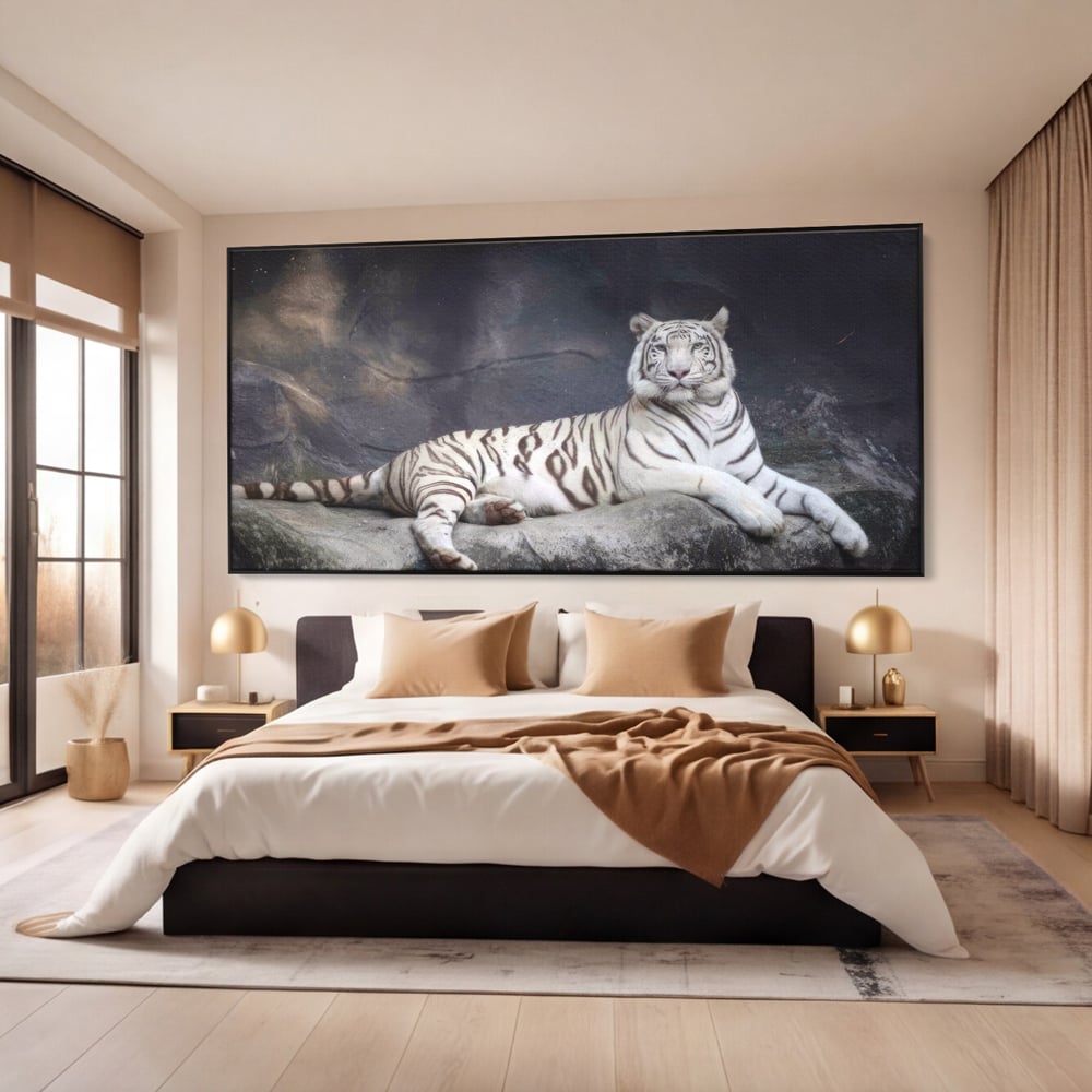 Tablou Canvas Premium LuxCanva® A1333, White Tiger , Living, Animal Salbatic, Tigru, Decorativ, Dormitor, Culori Vibrante
