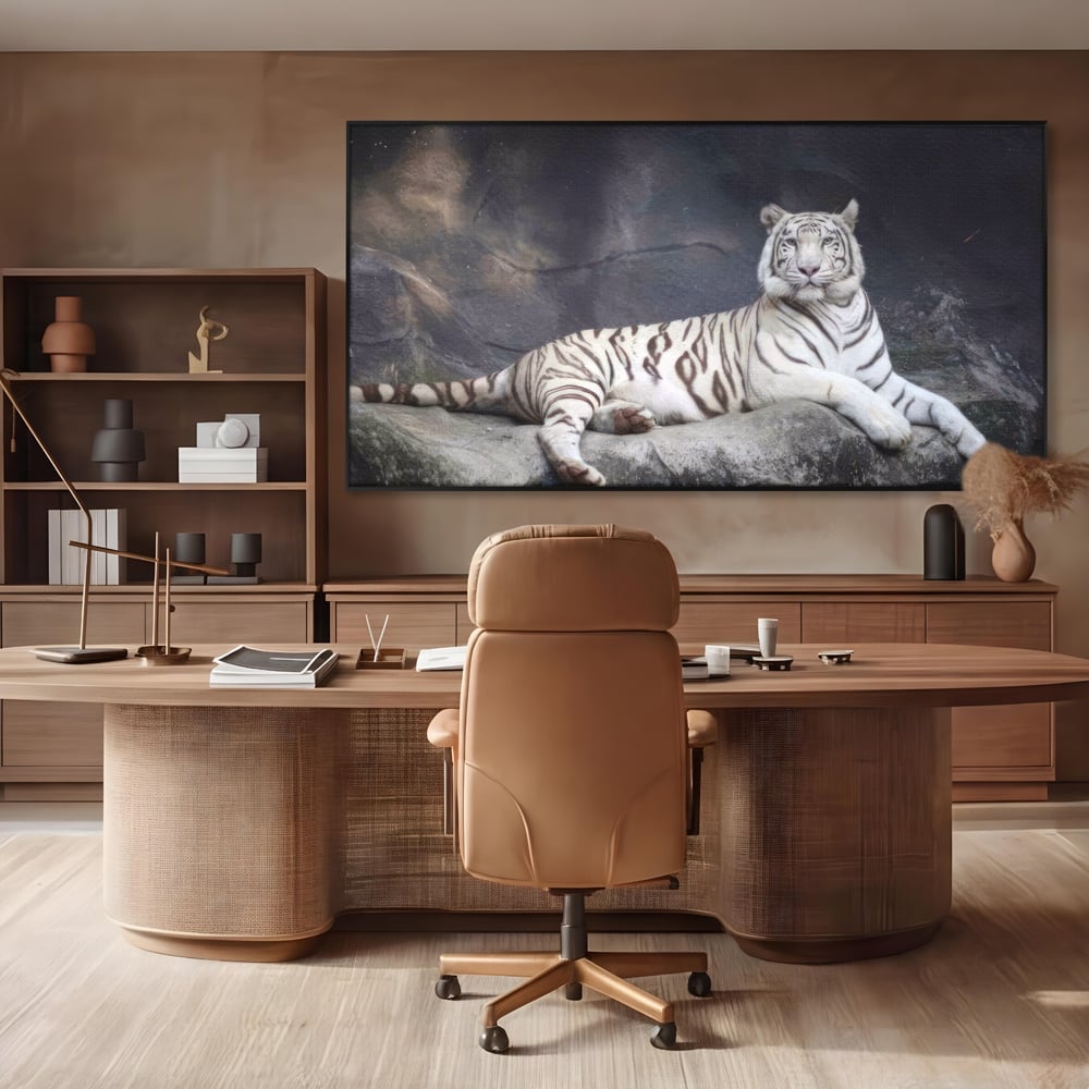 Tablou Canvas Premium LuxCanva® A1333, White Tiger , Living, Animal Salbatic, Tigru, Decorativ, Dormitor, Culori Vibrante