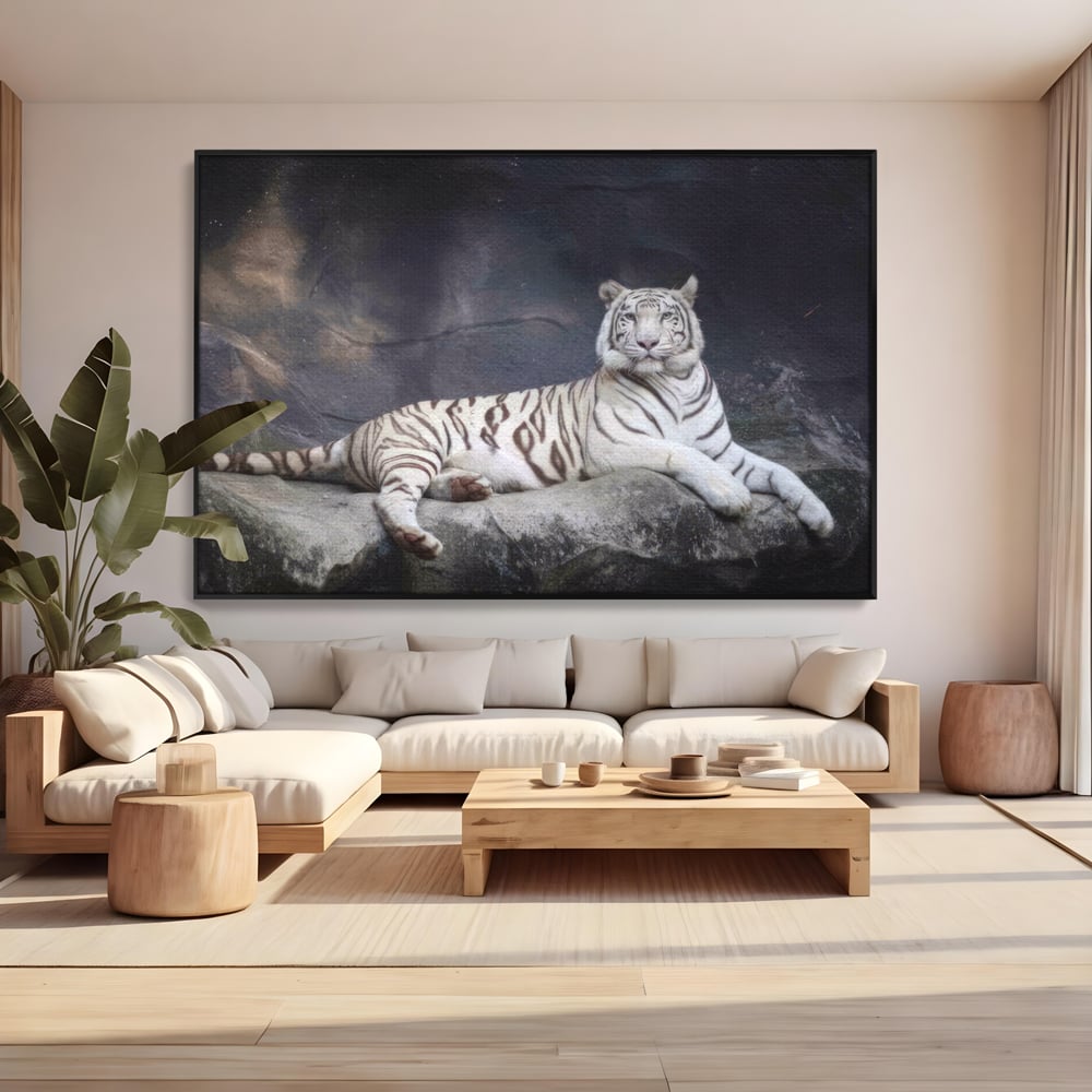 Tablou Canvas Premium LuxCanva® A1333, White Tiger , Living, Animal Salbatic, Tigru, Decorativ, Dormitor, Culori Vibrante
