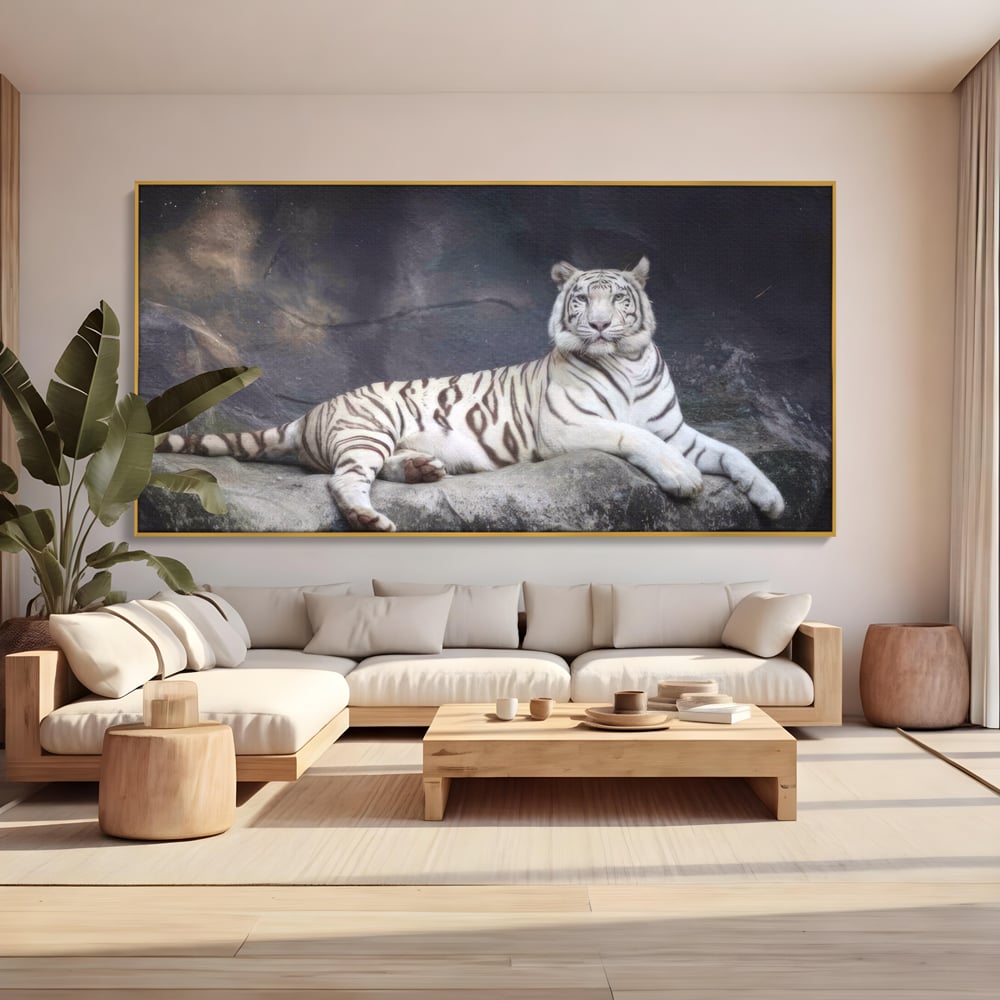 Tablou Canvas Premium LuxCanva® A1333, White Tiger , Living, Animal Salbatic, Tigru, Decorativ, Dormitor, Culori Vibrante