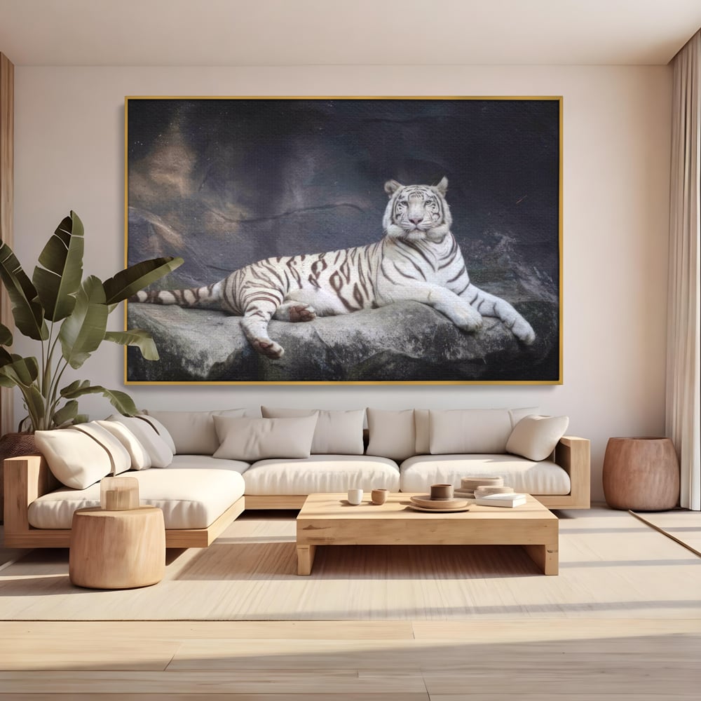 Tablou Canvas Premium LuxCanva® A1333, White Tiger , Living, Animal Salbatic, Tigru, Decorativ, Dormitor, Culori Vibrante