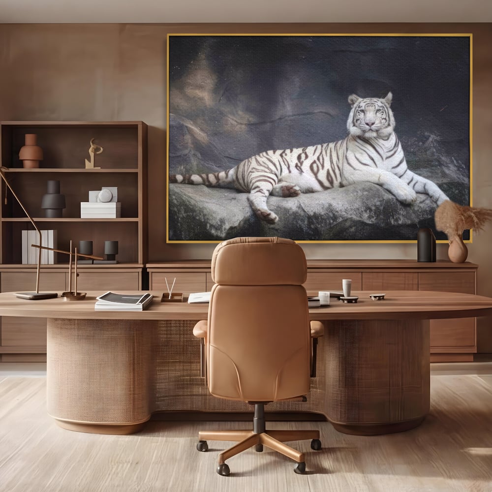 Tablou Canvas Premium LuxCanva® A1333, White Tiger , Living, Animal Salbatic, Tigru, Decorativ, Dormitor, Culori Vibrante