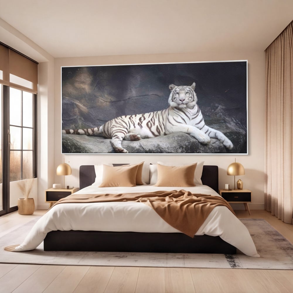 Tablou Canvas Premium LuxCanva® A1333, White Tiger , Living, Animal Salbatic, Tigru, Decorativ, Dormitor, Culori Vibrante