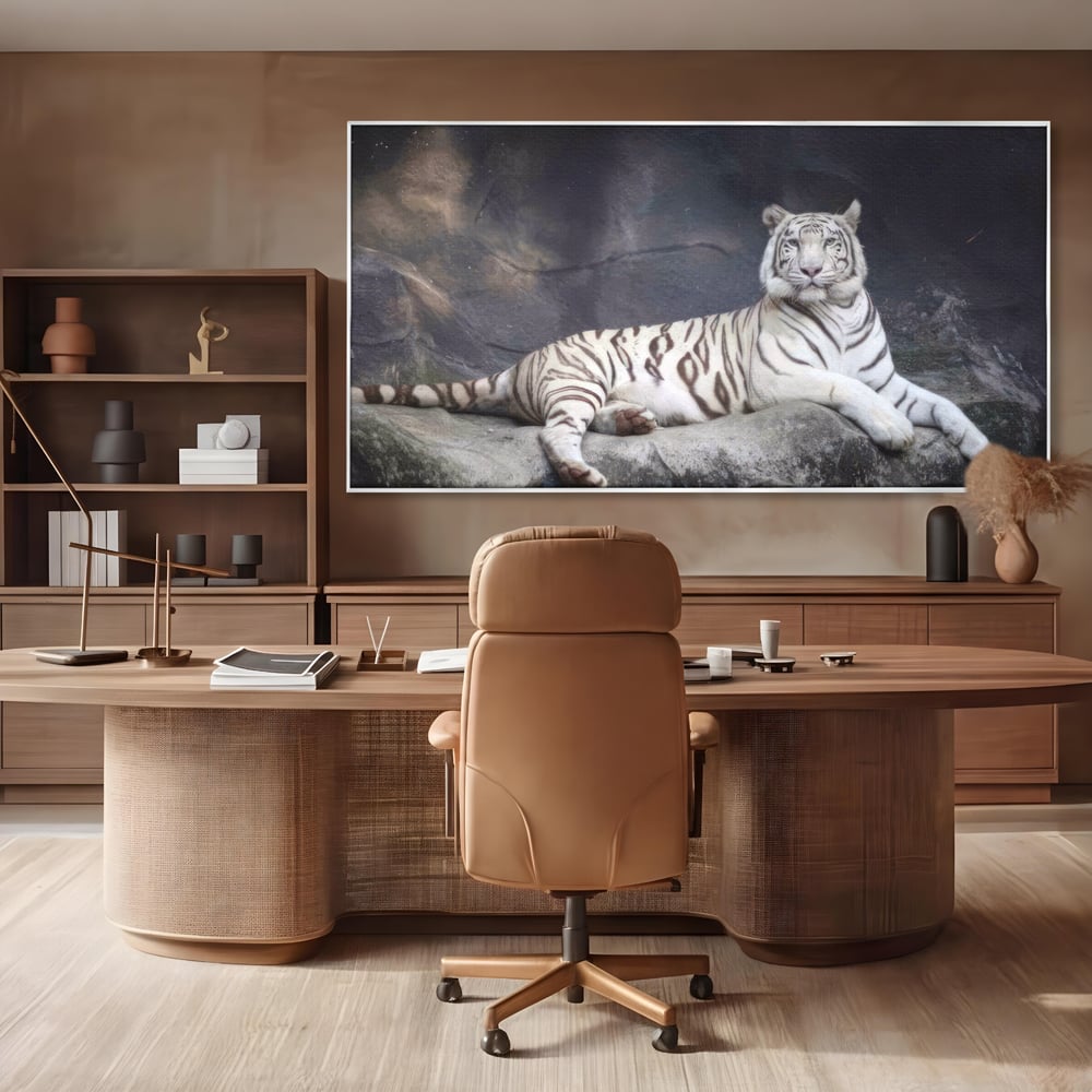Tablou Canvas Premium LuxCanva® A1333, White Tiger , Living, Animal Salbatic, Tigru, Decorativ, Dormitor, Culori Vibrante