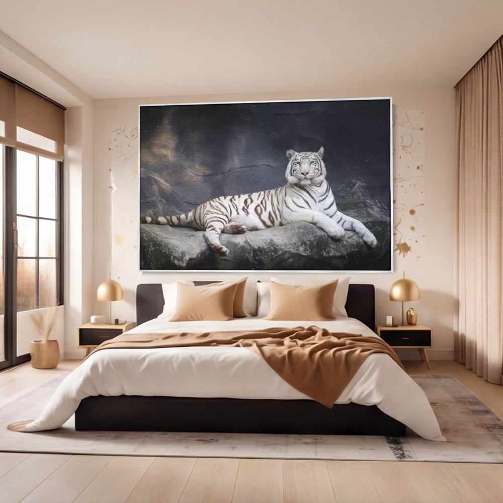 Tablou Canvas Premium LuxCanva® A1333, White Tiger , Living, Animal Salbatic, Tigru, Decorativ, Dormitor, Culori Vibrante