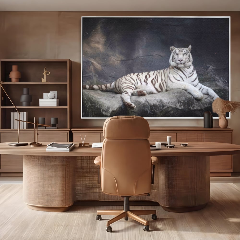 Tablou Canvas Premium LuxCanva® A1333, White Tiger , Living, Animal Salbatic, Tigru, Decorativ, Dormitor, Culori Vibrante