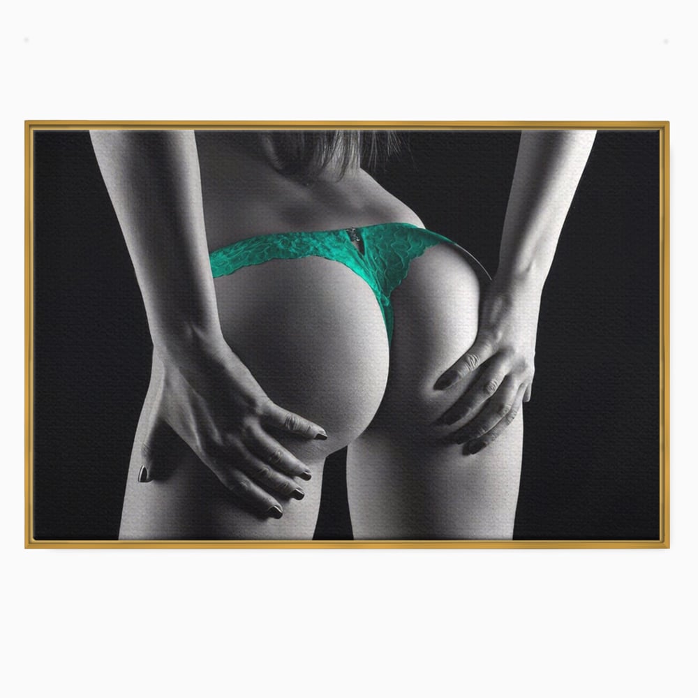 Tablou Canvas Premium LuxCanva® A1334, Green Underwear , Studio, Sexi Nude, Senzual, Erotic, Dormitor, Culori Vibrante