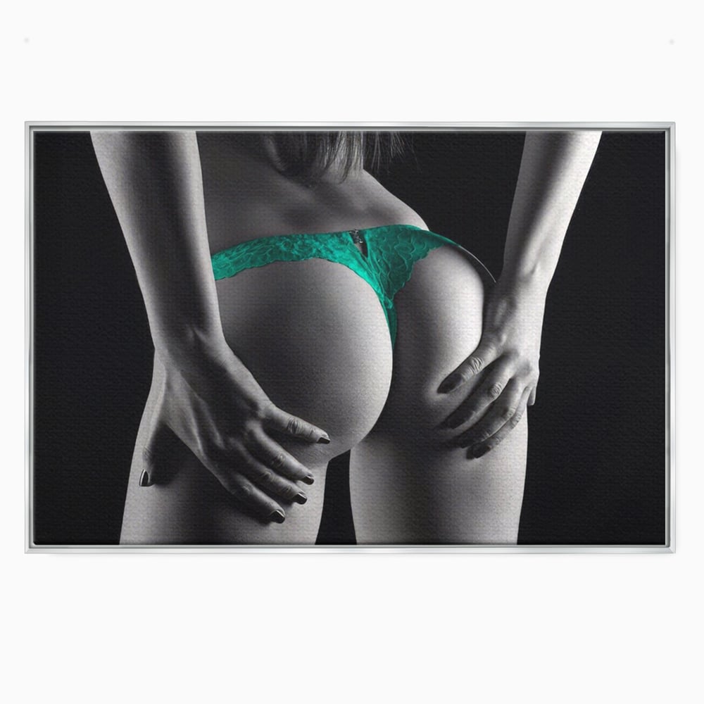 Tablou Canvas Premium LuxCanva® A1334, Green Underwear , Studio, Sexi Nude, Senzual, Erotic, Dormitor, Culori Vibrante