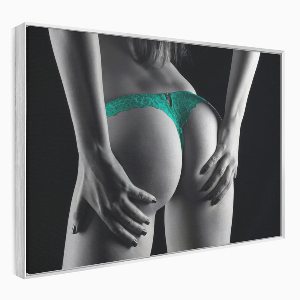Tablou Canvas Premium LuxCanva® A1334, Green Underwear , Studio, Sexi Nude, Senzual, Erotic, Dormitor, Culori Vibrante