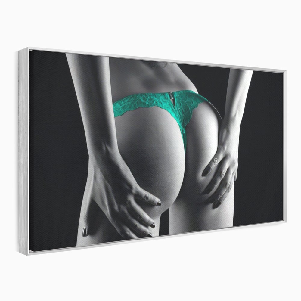 Tablou Canvas Premium LuxCanva® A1334, Green Underwear , Studio, Sexi Nude, Senzual, Erotic, Dormitor, Culori Vibrante