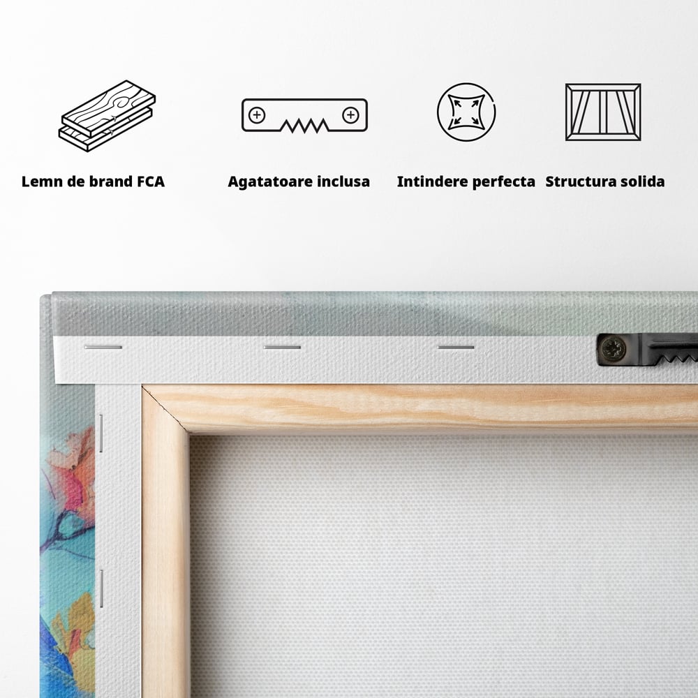 Tablou Canvas Premium LuxCanva® A1335, Two Birds ,  Living, Pasari, Flori, Multicolor, Dormitor, Culori Vibrante