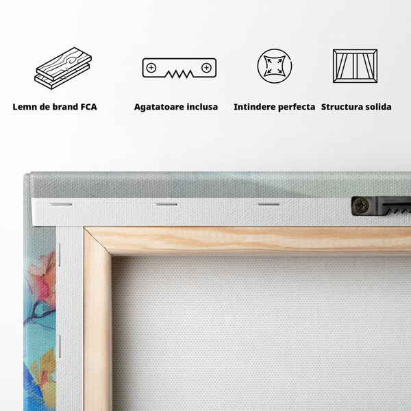 Tablou Canvas Premium LuxCanva® A1335, Two Birds ,  Living, Pasari, Flori, Multicolor, Dormitor, Culori Vibrante