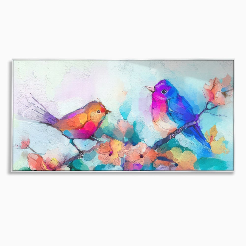 Tablou Canvas Premium LuxCanva® A1335, Two Birds ,  Living, Pasari, Flori, Multicolor, Dormitor, Culori Vibrante