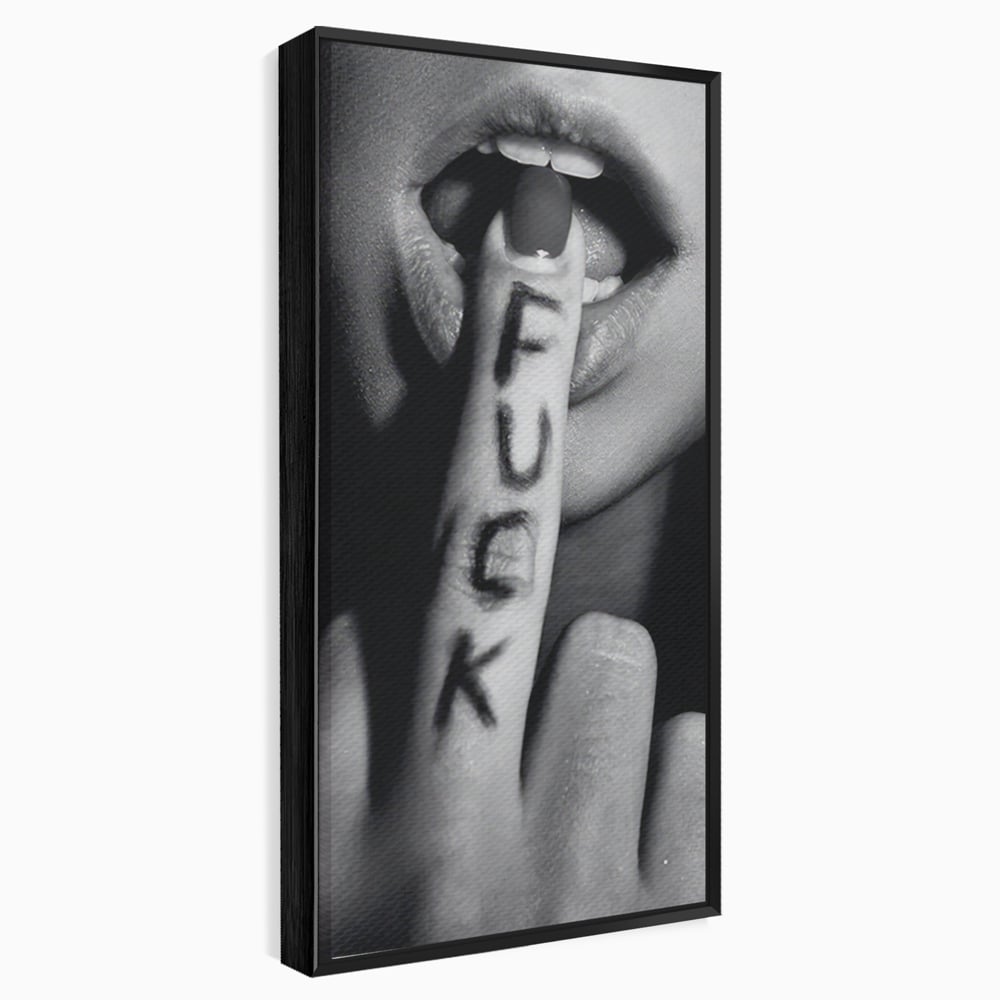Tablou Canvas Premium LuxCanva® A1336, Lips Black And White , Studio, Buze, Sexy Lips, Senzual, Femeie, Dormitor, Culori Vibrante