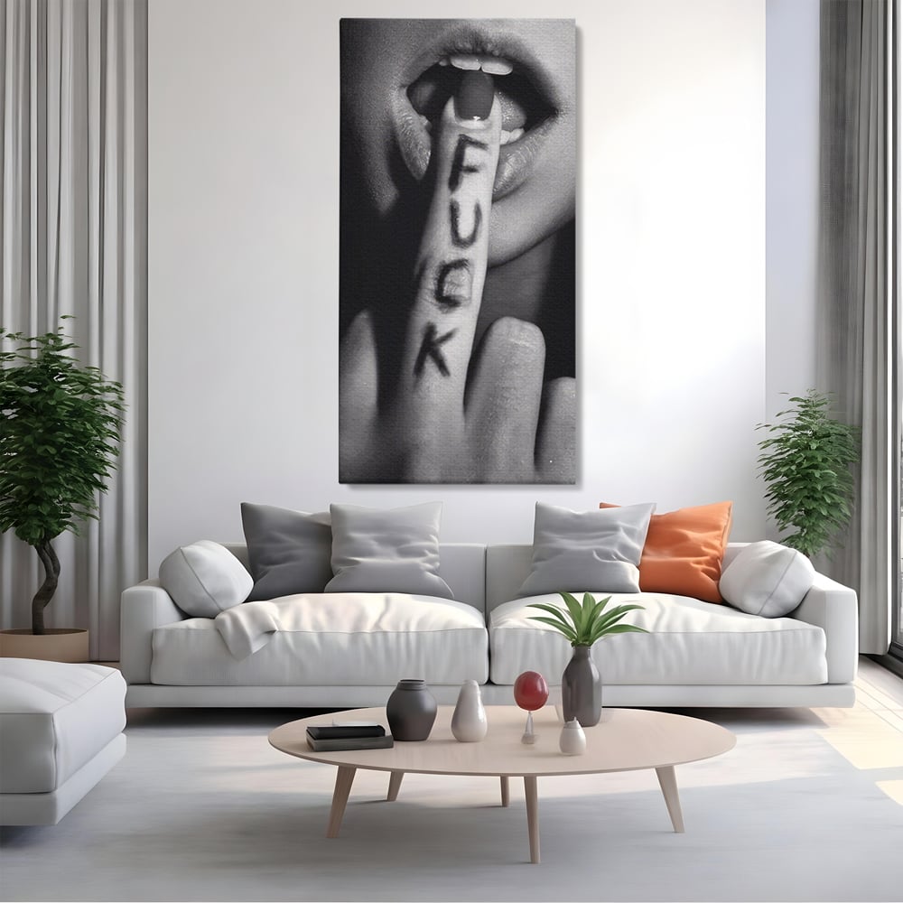 Tablou Canvas Premium LuxCanva® A1336, Lips Black And White , Studio, Buze, Sexy Lips, Senzual, Femeie, Dormitor, Culori Vibrante