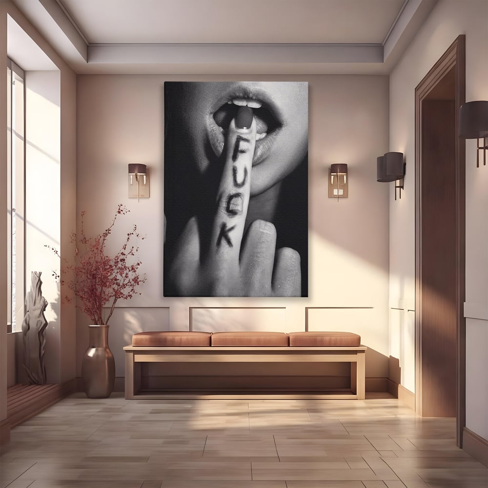Tablou Canvas Premium LuxCanva® A1336, Lips Black And White , Studio, Buze, Sexy Lips, Senzual, Femeie, Dormitor, Culori Vibrante