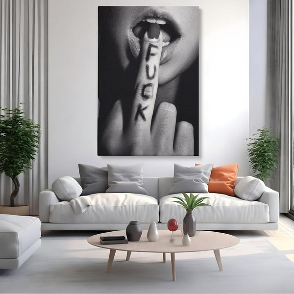 Tablou Canvas Premium LuxCanva® A1336, Lips Black And White , Studio, Buze, Sexy Lips, Senzual, Femeie, Dormitor, Culori Vibrante
