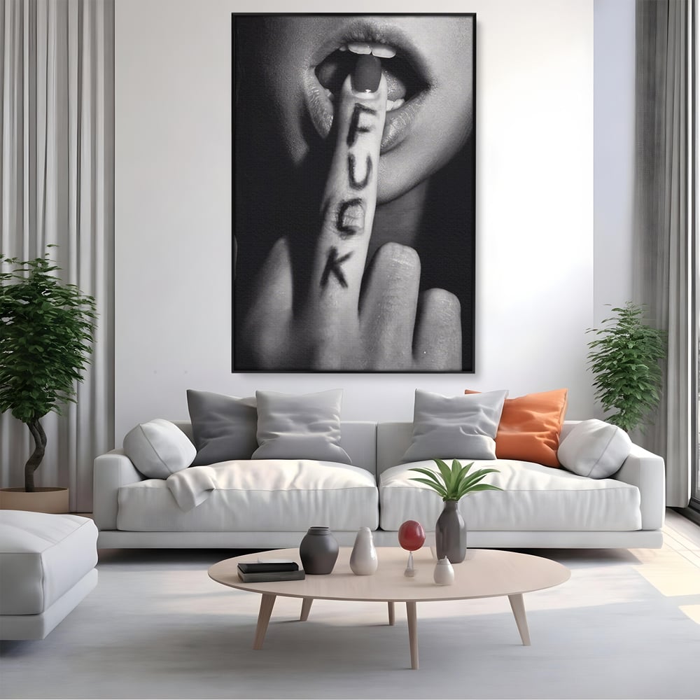 Tablou Canvas Premium LuxCanva® A1336, Lips Black And White , Studio, Buze, Sexy Lips, Senzual, Femeie, Dormitor, Culori Vibrante